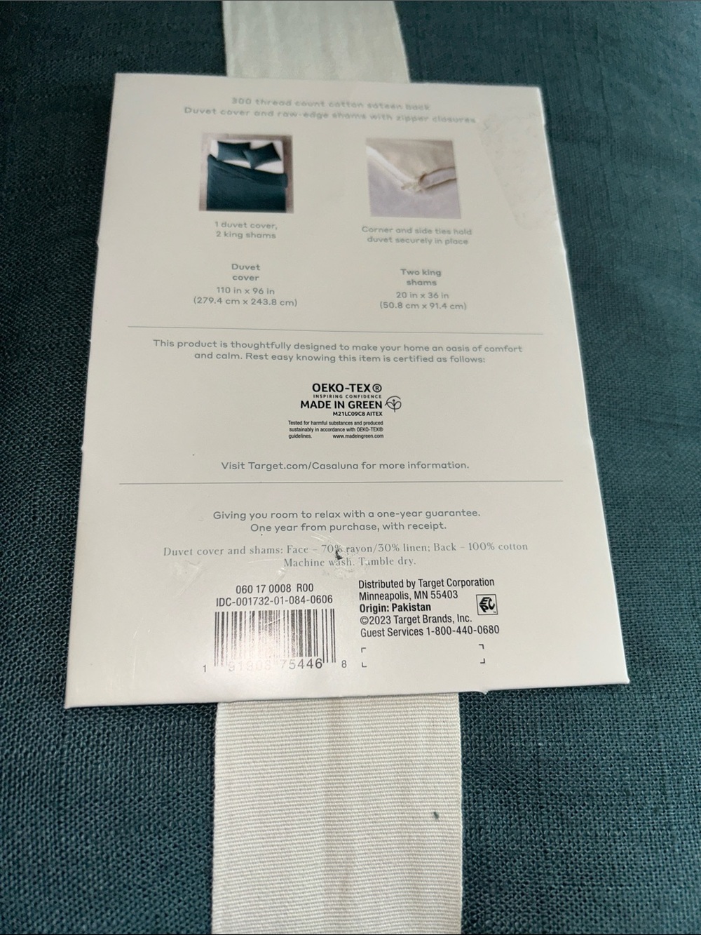 Casaluna King Linen Blend Heavyweight Dark Teal Blue Duvet Cover Set - Picture 11 of 13